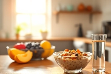 Healthy breakfast symbolizing mental wellness and nutrition.